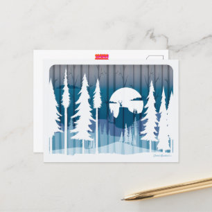 Een lange winternacht in het vergeten bos - briefkaart