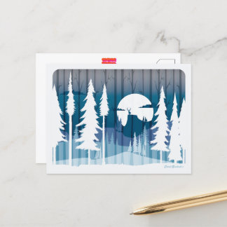 Een lange winternacht in het vergeten bos - briefkaart