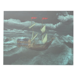 Een laptop met Wild- en Stormy-Zee Notitieblok