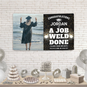 Een Lasjob Klaar Toorts & Vonken Lasser Afstuderen Spandoek