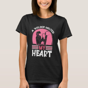 Een lasser smolt mijn hart roze hartelaser t-shirt