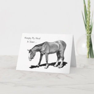 Een late dank u: paard, hangend hoofd in schaamte bedankkaart