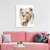 Een leeuw - zonder trots, tekening, schetskunst canvas afdruk (Insitu (Woonkamer))