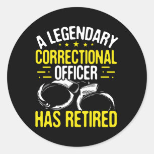 Een legendarische correctionele officier is met pe ronde sticker
