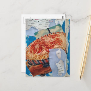 een Lekkere Kom Spaghetti en Italië Collage Briefkaart
