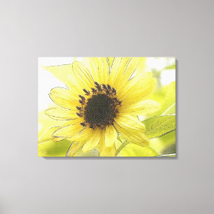 Eén Lemon Gele Zonnebloem Canvas Afdruk