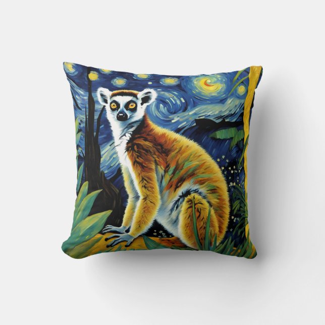 Een Lemur in de Sterrennacht Kussen (Voorkant)
