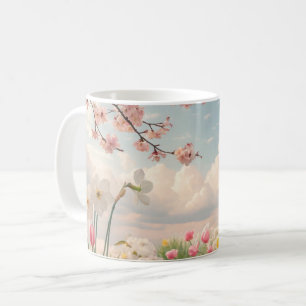 Een lente bloem achtergrond koffiemok