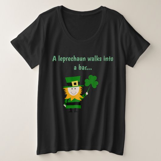 Een Leprechaun loopt in een bar plus Grootte Shirt (Design voorkant)