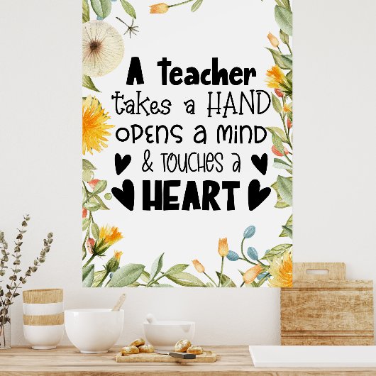 Een leraar neemt een poster (Keuken)