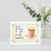 Een letter P voor popcorn Briefkaart (Staand voorkant)