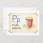 Een letter P voor popcorn Briefkaart (Voorkant / Achterkant)