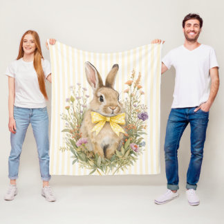 Een leuk klein bloemkonijn geel lint baby fleece deken