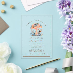 Een leuk paddenstoeltje herfst babyshower  acryl uitnodigingen