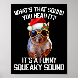 Een leuk piepend geluid kerst eekhoorn Xmas Poster