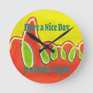Een leuke dag en een betere nacht olieverfschilder ronde klok
