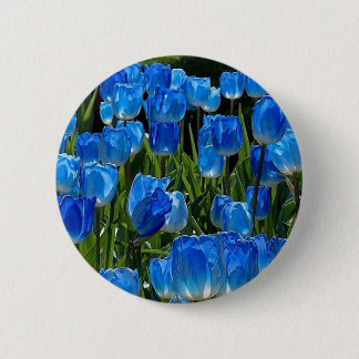 Een leuke en elegante blauwe bloemenspelden ronde button 5,7 cm