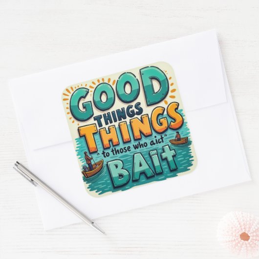 Een leuke Geviste herinnering Vierkante Sticker (Envelop)