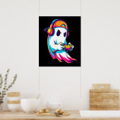 Een leuke Halloween Ghost Gamer Poster (Keuken)
