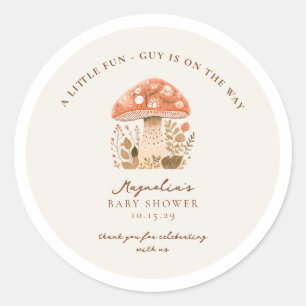 Een leuke kleine vent komt eraan Baby Shower Ronde Sticker