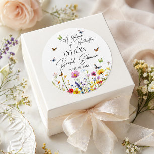 Een Leven Lang Vlinders Bruidsdiner Wildbloemen Ronde Sticker