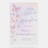 Een Leven Lang Vlinders Bruiloft Feest Welkom Acryl Bord (Voorkant)