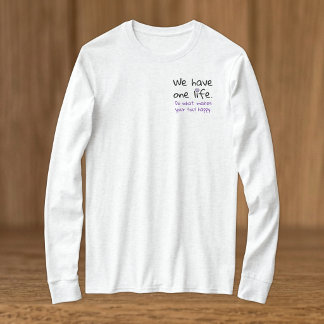 Eén leven positiviteit zwart paars t-shirt
