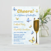 Een leven van vlinders bruiloft cocktail party kaart (Staand voorkant)