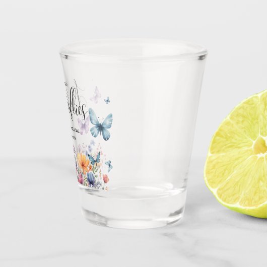 Een leven van vlinders Vrijgezellenfeest tafel Shot Glas (Rechts)