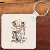 Een leven zonder katten? Ik denk het niet Sleutelhanger (Achterkant)