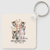 Een leven zonder katten? Ik denk het niet Sleutelhanger (Achterkant)