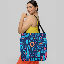 Een levendig abstract patroon geometrische vormen draagtas