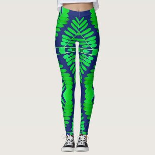 Een levendig bladpatroon "Ratti_Creative_Arts" Leg Leggings