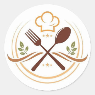 Een levendig en leuk voedsel stickerontwerp ronde sticker