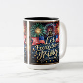 Een levendig en patriottisch kunstwerk tweekleurige koffiemok (Voorkant rechts)