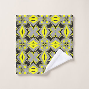 Een levendig geel zwart stofpatroon ontwerp bad handdoek