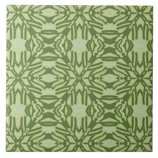 Een levendig groen kleur klassiek patroon tegeltje (Voorkant)