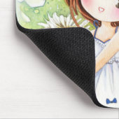 Een levendig meisje met madeliefje muismat (Hoek)