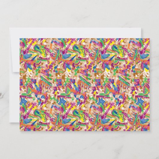 Een levendig modern kunstwerk met een roze en een  kaart (Achterkant)