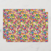 Een levendig modern kunstwerk met een roze en een  kaart (Voorkant / Achterkant)