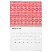 Een levendig rood en oranje abstract ontwerp met s kalender (Feb 2026)