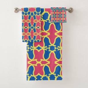 Een levendig, veelkleurig printpatroonontwerp bad handdoek