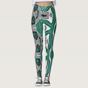 Een levendige abstracte groene "Ratti_Creative_Art Leggings
