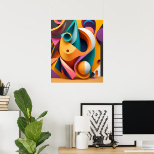 Een levendige exploratie van kleurrijke vormen poster