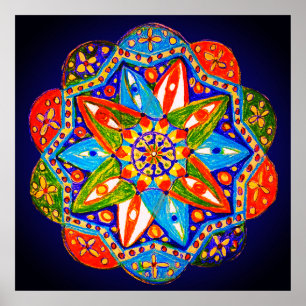 Een levendige mandala poster