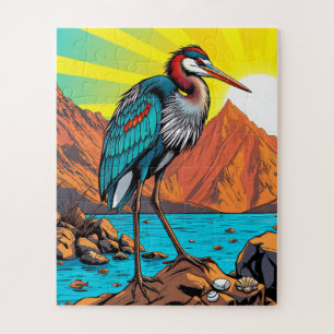 Een levendige reiger voor kinderen legpuzzel