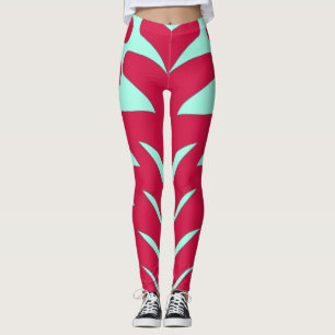Een levendige rode blauwgroen "Ratti_Creative_Arts Leggings