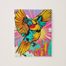 Een levendige vogel stijgt hoog