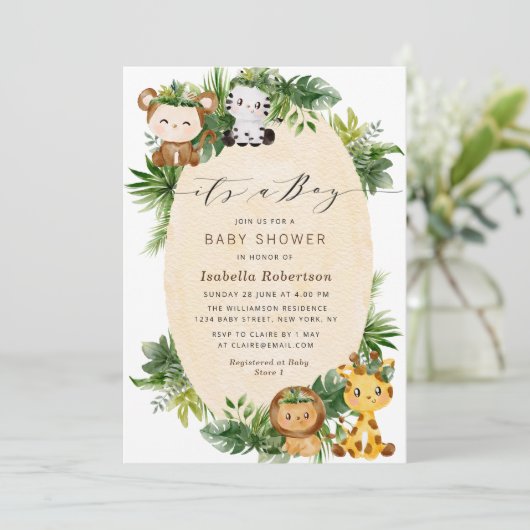 EEN LICHAAM | Uitnodiging tot het baby shower oerw (Staand voorkant)