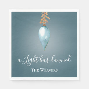 Een Licht Is Aangebroken   Blauwe Aquarel Kerstmis Servet